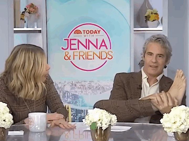 Reality TV host Andy Cohen whips his feet out on a Tuesday episode of "Today with Jenna & Friends."