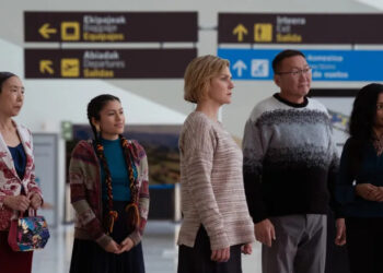 Sharon Gee, Darinka Arones, Rhea Seehorn, Amarburen Sanjid and Menik Gooneratne in Pluribus on Apple TV