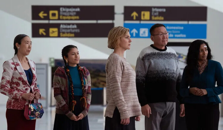 Sharon Gee, Darinka Arones, Rhea Seehorn, Amarburen Sanjid and Menik Gooneratne in Pluribus on Apple TV