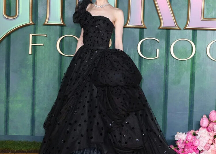 Ariana Grande Wore Gilbert Adrian To The 'Wicked: For Good' London Premiere, Ariana Grande, Wicked: For Good London premiere red carpet, 1952 Gilbert Adrian gown, archival fashion, Law Roach styling, Swarovski jewellery, Glinda, Wicked: For Good press tour,