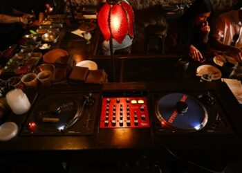 The mix table sits behind the bar at Malinche Audiobar in downtown Denver on Oct. 16, 2025. (Photo by RJ Sangosti/The Denver Post)