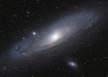 Andromeda galaxy in space.