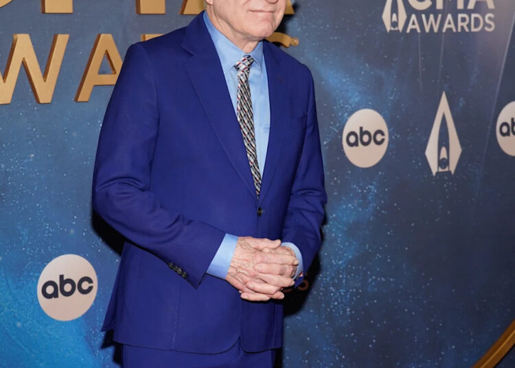 Steve Martin arrives on the red carpet for the 59th Annual CMA Awards at Music City Center in Nashville, Tenn., Wednesday, Nov. 19, 2025.