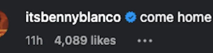 social media post by user itsbennyblanco