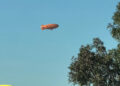 The promotional blimp for "Marty Supreme," a film starring Timothée Chalamet, was spotted hovering over the Sun City early Monday, Nov. 10.