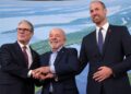 Brazil's President Luiz Inacio Lula da Silva, and the UK's Sir Keir Starmer and Prince William. Pic: Reuters