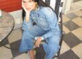 dua lipa all denim outfit