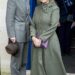 Sophie, Duchess of Edinburgh and Prince Edward, Duke of Edinburgh, pose for photographs after reopening the Royal Box at Newbury Racecourse