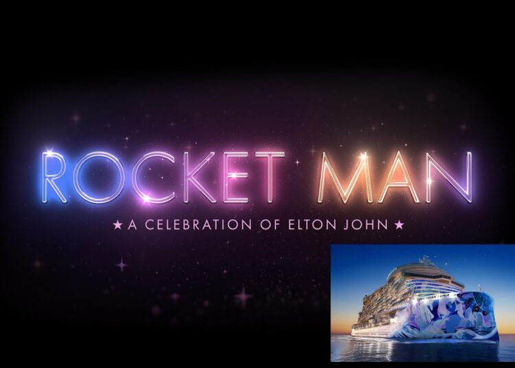 graphic of rocket man a celebration of elton john show on norweigan luna cruise ship