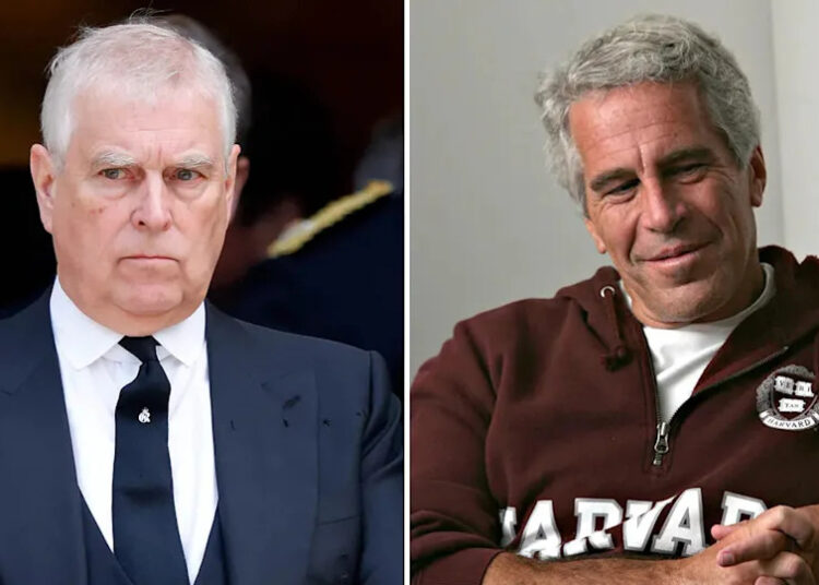 A split of Prince Andrew and Jeffrey Epstein.