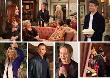 The Young and the Restless characters Billy, Sally, Traci, Diane, Jack, Ashley, Harrison, Kyle, Claire, Cane, Phyllis, Nick, Sharon, Amy, Nate, Christine, and Diane.