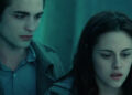 Edward looking down toward Bella in Twilight