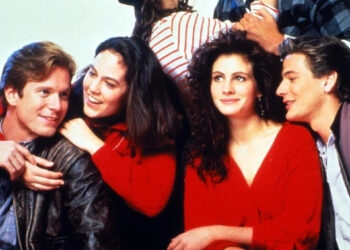 Clockwise from top left: Lili Taylor, Vincent D'Onofrio, Adam Storke, Julia Roberts, Annabeth Gish and William R. Moses in "Mystic Pizza."