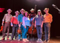 Taken after the show (L-R) : The Po’ Ramblin Boys Max Silverstein, Jereme Brown, C.J. Lewandowski, BMI’s Jessica Frost, The Po’ Ramblin’ Boys Jasper Lorentzen, North Carolina Craft Brewers Guild Executive Director Lisa Parker, and The Po’ Ramblin’ Boys Jon Gooding.