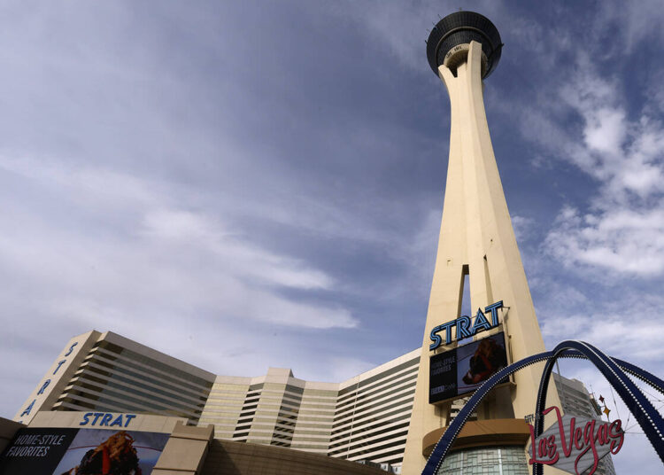 The Strat hotel-casino is seen, on Friday, Jan. 19, 2024, in Las Vegas. (Bizuayehu Tesfaye Las ...