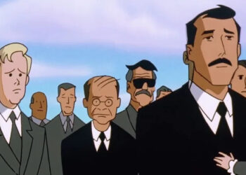 Stan Lee is seen amid a crowd of mourners in Superman The Animated Series