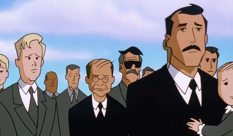 Stan Lee is seen amid a crowd of mourners in Superman The Animated Series