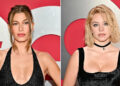 Side-by-side photo of Hailey Bieber and Sydney Sweeney at GQ’s Men of the Year 2025 event in Los Angeles on Nov. 13, 2025.