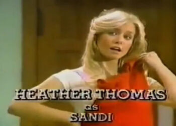 Title card for Heather Thomas playing Sandi in "Co-Ed Fever" (1979)