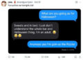 Screenshot of a tweet with a humorous text exchange about avoiding Halloween activities by staying in bed and dressing as "The Rizzler"