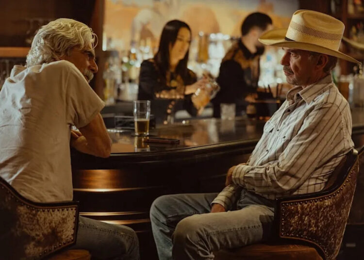 sam elliott as t.l. and billy bob thornton as tommy in landman episode 6, season 2, streaming on paramount+. photo credit: emerson miller/paramount+