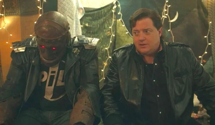 Brendan Fraser as Cliff Steele sitting next to Robot Man in Doom Patrol