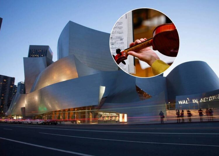 The white, avante garde structure of The Walt Disney Concert Hall.