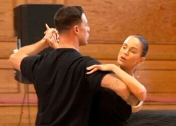 Vicky Pattison and Kai Widdrington rehearsing for Strictly