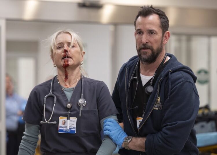 Katherine LaNasa as Dana and Noah Wyle as Robby — 'The Pitt' Season 1 Episode 10
