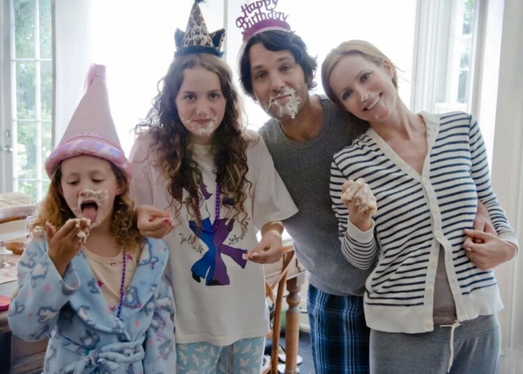 From left: Iris Apatow, Maude Apatow, Rudd and Mann in a promotional photo for "This Is 40."