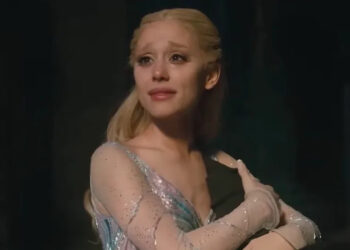 Glinda crying with Elphaba's hat in Wicked: For Good.