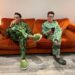 Ant and Dec wearing matching jungle-themed pyjamas, smiling and relaxing ahead of I’m A Celebrity 2025.