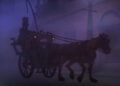 Fog obscures everything but the outline of a carriage in Great Mouse Detective.