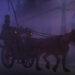Fog obscures everything but the outline of a carriage in Great Mouse Detective.