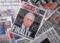 The front page of the Daily Mirror newspaper with an image of Andrew Mountbatten Windsor is seen on October 31. Photo: TNS