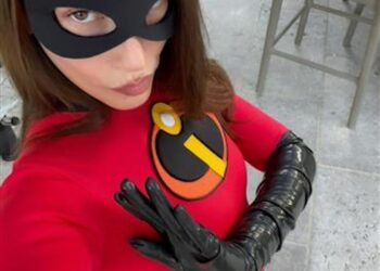 person in a superhero costume resembling a character from a popular animated film
