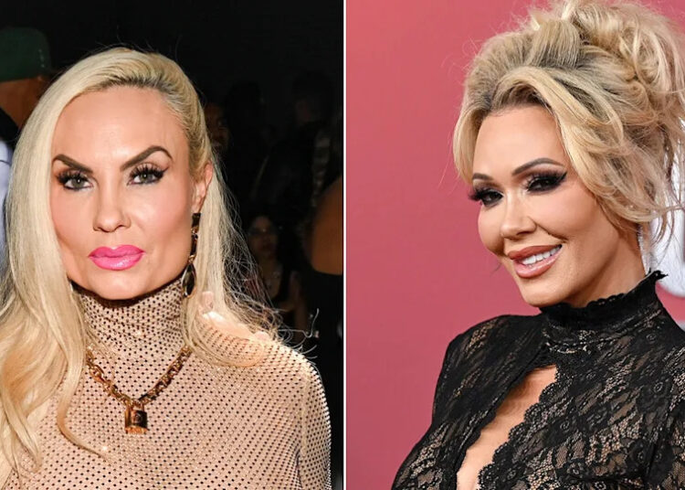 Coco Austin smiles in nude dress, Bunnie Xo rocks black sheer gown.