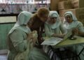 Sister Veronica (REBECCA GETHINGS), Nurse Crane (LINDA BASSETT), Sister Hilda (FENELLA WOOLGAR), Sister Julienne (JENNY AGUTTER) in the Call The Midwife Christmas Special