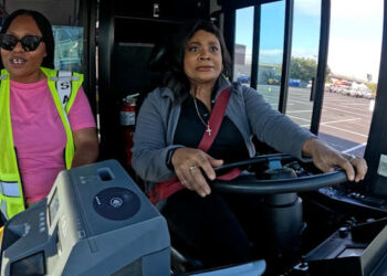 KSAT’s Japhanie Gray takes on VIA’s celebrity bus operator competition during annual ‘roadeo’