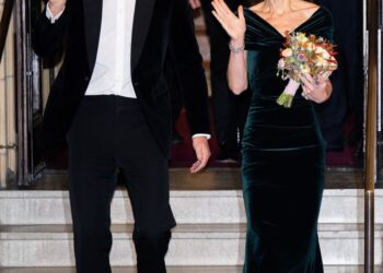 Prince William, Prince of Wales and Catherine, Princess of Wales depart the Royal Variety Performance at Royal Albert Hall