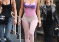 The 29-year-old strutted through the city alongside her sister Angelina and mum Alexandra.