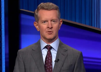 Ken Jennings hosting Jeopardy.