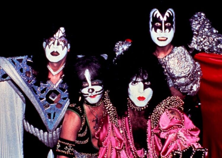 Kiss, Ace Frehley, Peter Criss, Paul Stanley, Gene Simmons, circa early 1980s.