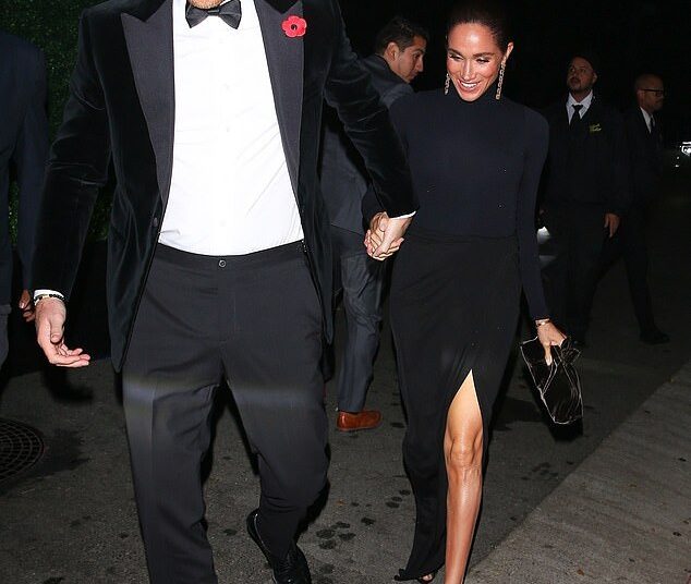 Prince Harry and Meghan Markle led the celebrity arrivals for Kris Jenner's (not pictured) lavish James Bond-themed birthday bash in Los Angeles this weekend and, while they may have made the guest list, the Sussexes did not make the cut for Instagram