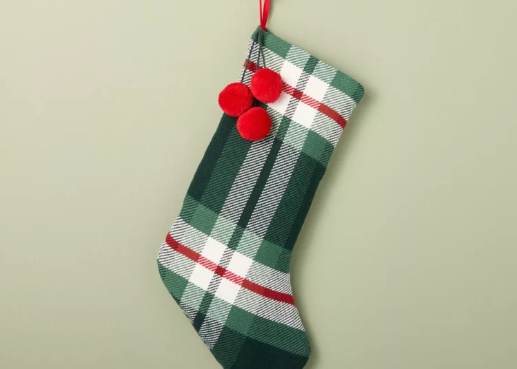 21u0026#34; Plaid Woven Stocking Red and Green - Hearth U0026#38; Handu0026#8482; With Magnolia