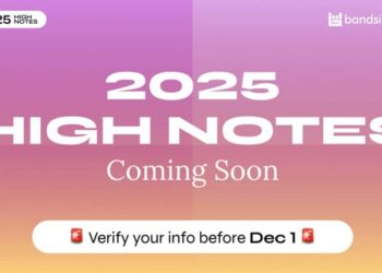 2025 High Notes music event announcement with Bandsintown logo, promoting upcoming music festival and artist lineup, encouraging fans to verify info before December 1.