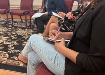 Telling Our Stories Workshop participants drafting their personal stories during the six-week series. (Courtesy photo)