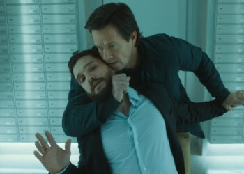 Mark Wahlberg (R) and Kit Harington star in "The Family Plan 2," premiering Friday. Photo courtesy of Apple TV
