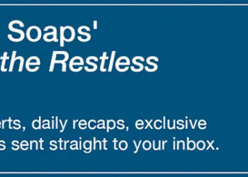 Text reads, Subscribe to Soaps' Young & Restless Newsletter. Get breaking news alerts, daily recaps, exclusive interviews and spoilers sent straight to your inbox https://cloud.email.soaps.com/signup/