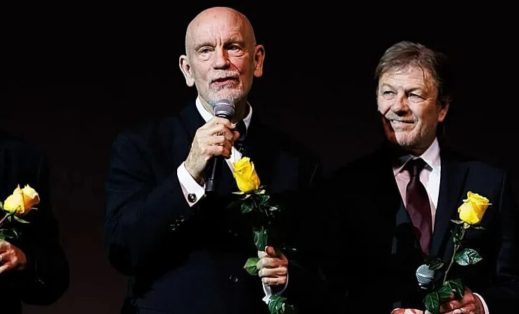 Actors John Malkovich and Sean Bean at premiere for The Yellow Tie, Bucharest 1 November 2025